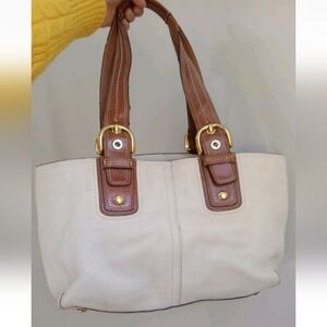 Coach Cream Leather Tote Bag